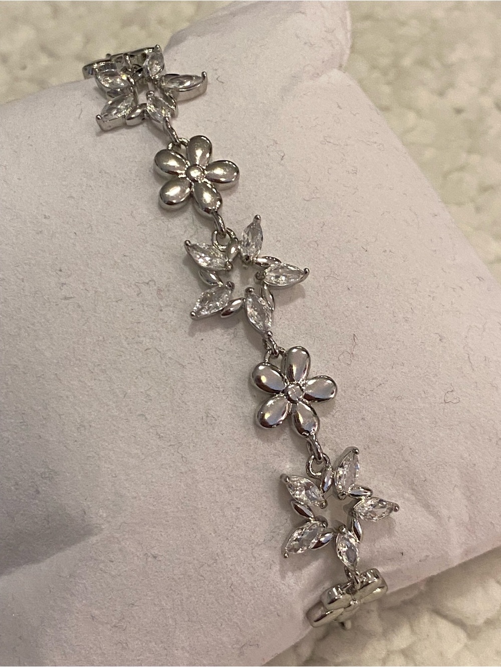 Silver Floral Crystal Bracelet